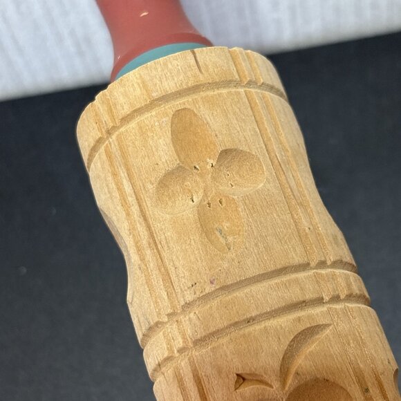 Springerle Wooden Rolling Pin Cookie Press Mold Holiday Baking Decorating Tool - Picture 5 of 9